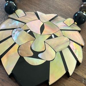 Lee Sands Bronzed Lion Necklace and Jasper Earrings